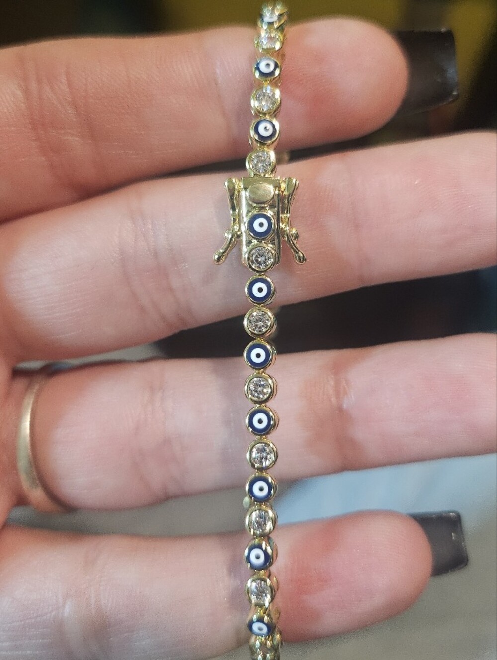 Gold Filled Cubic Zirconia Evil Eye tennis bracelet